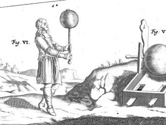 Otto von Guericke konstruierte 1663 die erste Elektrisiermaschine – ein wichtiger Schritt auf dem Weg zur Bändigung der bis dato vermeintlich übernatürlichen Kräfte. Die Zeichnung stammt aus einem Werk, das der deutsche Erfinder 1672 veröffentlichte. (Bild: Public Domain).